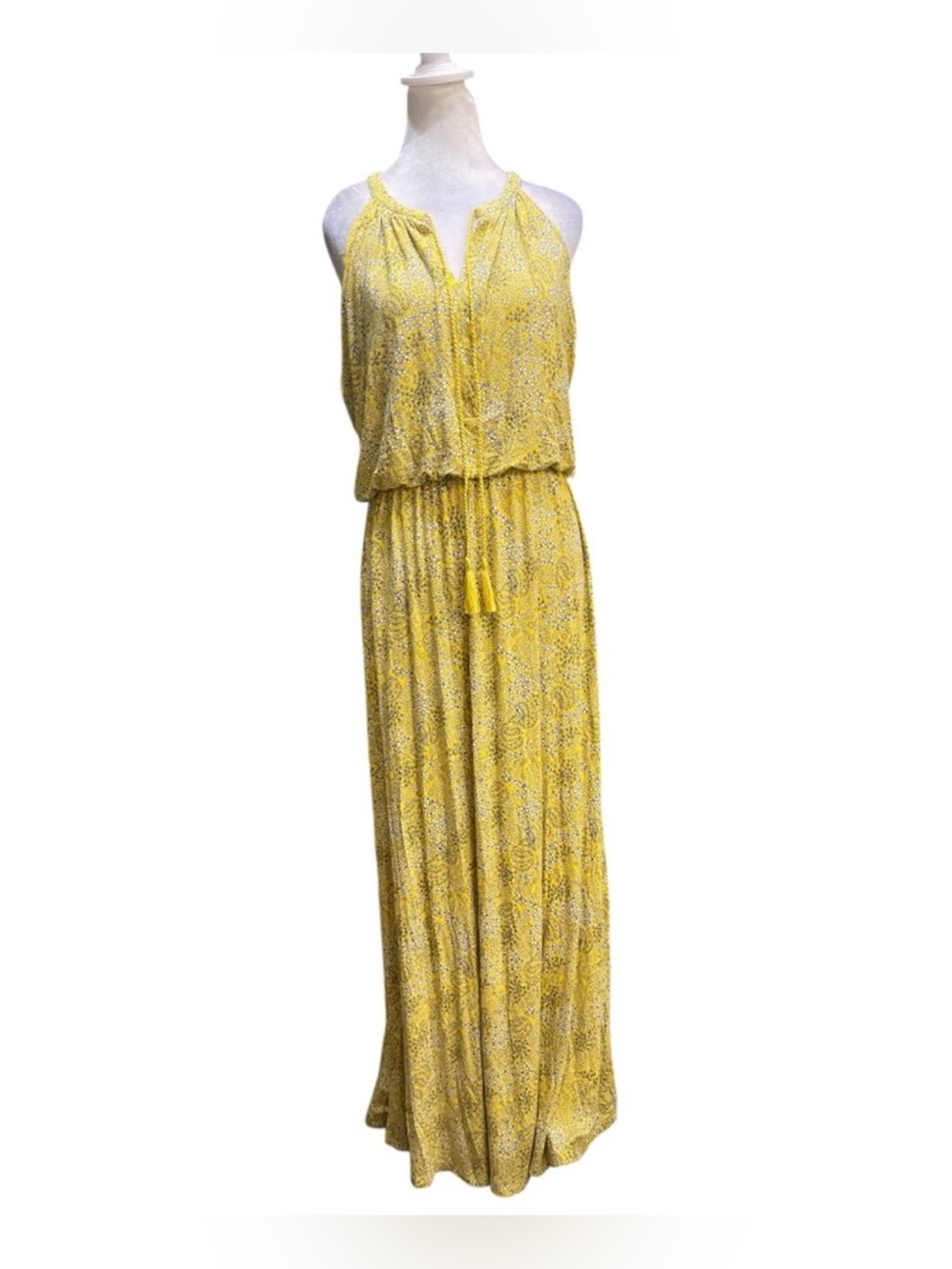 Cynthia Rowley Yellow Floral Halter Maxi Dress size XL